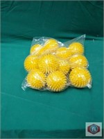Yellow spiky massage balls great for neck, 3 cases