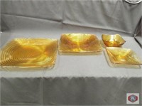 Glass Amber plates and bowls (56pc)