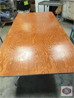 Folding table 48x96". wood top. metal base. Qty 4
