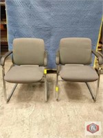 set of two side reclined chairs metal frame