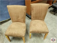 Two Plush Velour gold like color chairs