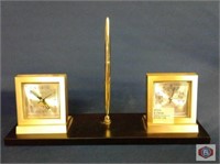 Gold tone Executive Desk Clock Set with ballpoint