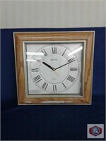 Bulova Clock seem Williams, wood like frame, batte