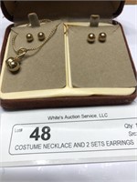 COSTUME NECKLACE AND 2 SETS EARRINGS