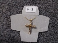 10K  Necklace with Gold Cross/Heart Pendent