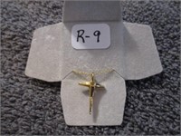 Necklace with 10K Gold Cross with .005 Diamond