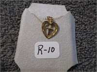 Gold Necklace with Heart/Cross Pendant