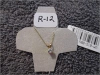 10k Gold Necklace with Genuine Aquamarine Stone