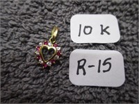 10K Gold / Diamond / Gem Heart Pendant
