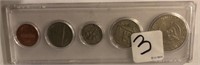 5 COIN SET, 1995 SERIES, 1/2 DOLLAR THRU PENNY