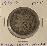 1890-O MORGAN SILVE DOLLAR-FINE