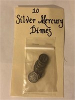 10 SILVER MERCURY DIMES