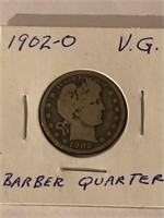 1902-O BARBER QUARTER-V.G.