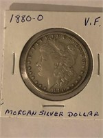 1880-O MORGAN SILVER DOLLAR-V.F.