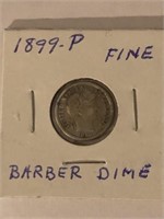 1899-P BARBER DIME-FINE