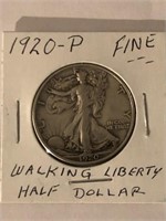 1920 WALKING LIBERTY HALF DOLLAR-V.G.