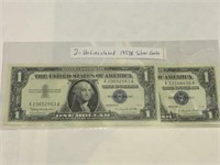 2 UNCIRCULATED 1957 $1 SILVER CERTS