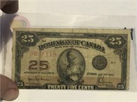 1923 CANADA 25 CENT NOTE