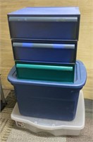 Lot of totes and 3 stacking drawers