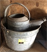 Galvanized Bucket and Watering Can