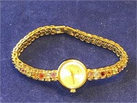 Gem Time Gold Tone Quartz Watch Bracelet