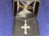 Sterling Silver  .925 Cross and Chain 11 Inches
