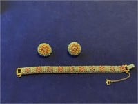 Vintage Gold Tone Bracelet and Earrings