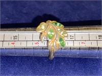Avon Signed Size 6 Ring Green Stones