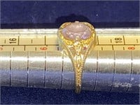 Size 8 1/2 Pink Stone Marked 14K Gold Plated