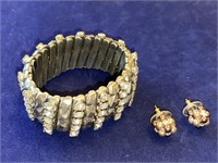 Vintage Rhinestone Bracelet and Earrings