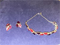 Vintage 3 Piece Leaf Bracelet and Earrings