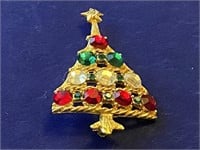 Vintage Gold Tone Christmas Tree Pin