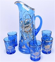 NW Blue Oriental Poppy Water Set