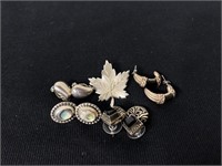 4 Sterling Earrings and Maple Leaf Pendent
