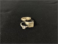 3 Sterling Rings, Two Set W/ CZ