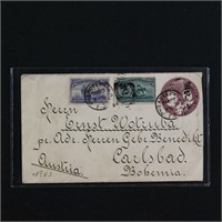 US Stamps #232, 233 on U349 to Austria