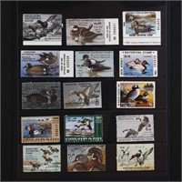 US Stamps 13 State Duck Stamps MNH & Used
