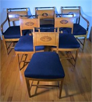 Set of 6 ca. 1920 Inlaid Tiger Maple Chairs