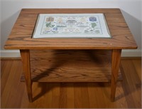 Solid Oak Coffee Table with Glass Top Insert