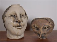 Raymond Wolfe Pottery Face Jug Sculptures