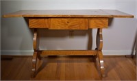 Tiger Maple Lyre-Leg Drop-Leaf Table w/ Drawer