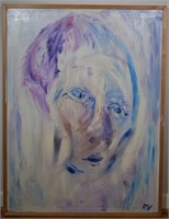 1977 Aase Vaslow Acrylic on Canvas "Self Portrait