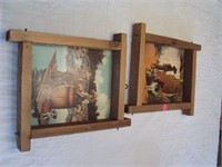 2 Vintage Wood Frames with Prints by Jim Daly