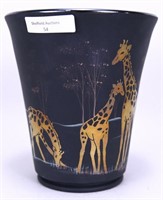 Fenton Black Giraffe Vase