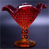 Amberina Hobnail Compote