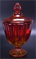 Amberina Covered Candy Dish