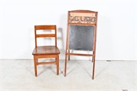 Child's Wooden Chair & Easel Desk