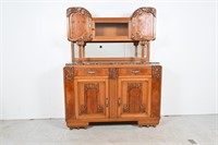French Antique Art Deco Carved Maple Buffet
