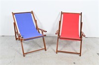 Wooden Vintage Beach Deck Chairs