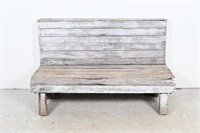 Vintage Whitewashed Wooden Bench